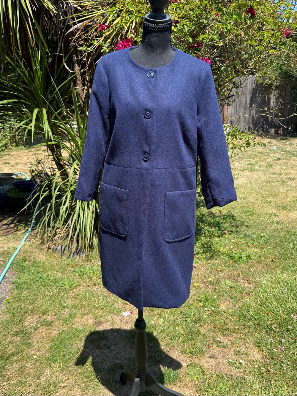Purple Wool Coat with removable Faux Fur Cuffs - Picture 2 of 2